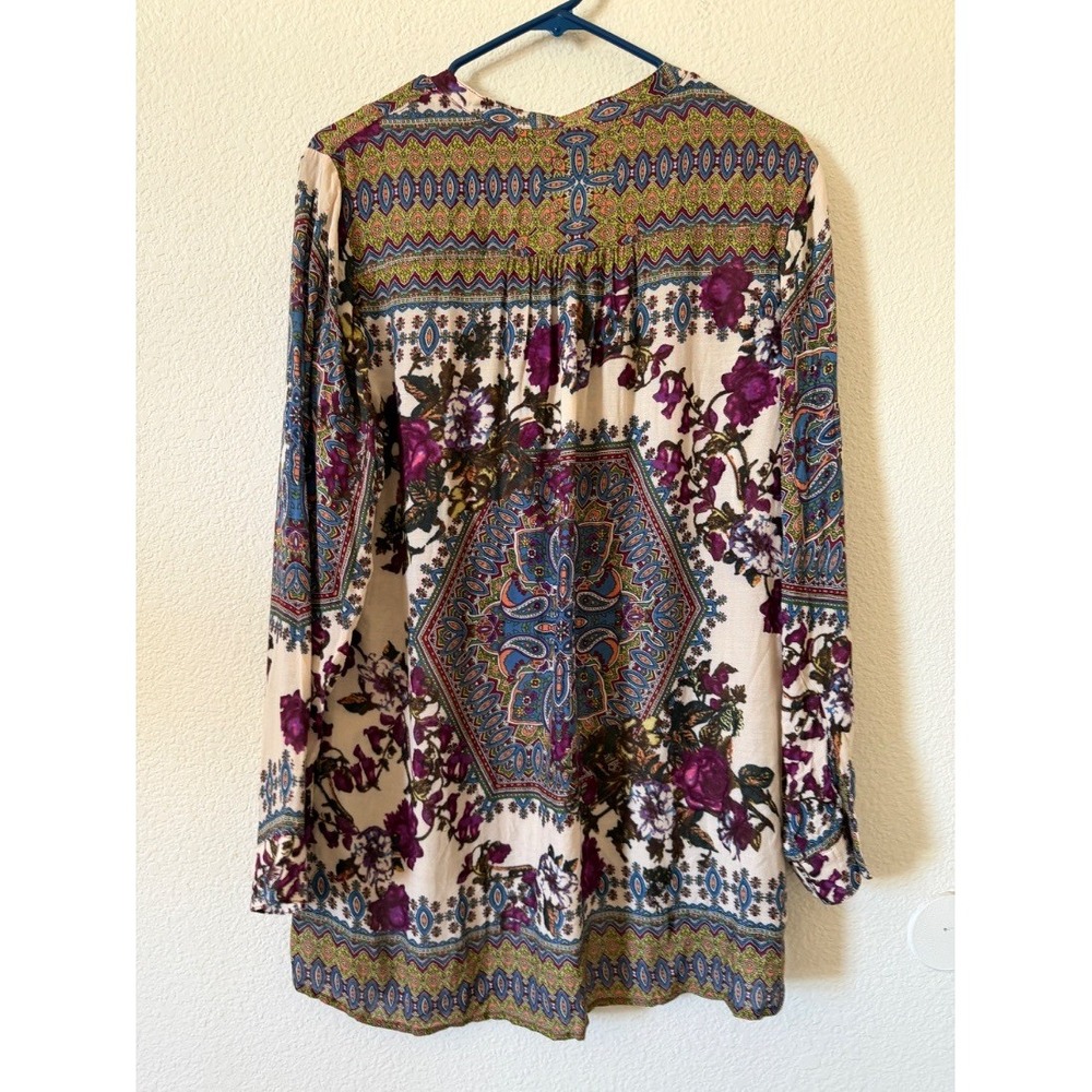 Soft Surroundings Womens Boho Floral Paisley Tunic Blouse 100% Rayon L - Picture 3 of 16